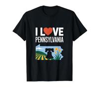Me encantan los Campos de Campanas de la Libertad de Pensilvania Camiseta gráfica económica, Hombre, Negro, M