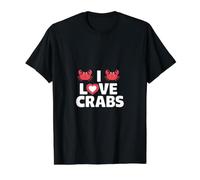 Me encantan los cangrejos Ocean Marine Life Lovers Camiseta gráfica económica, Hombre, Negro, L
