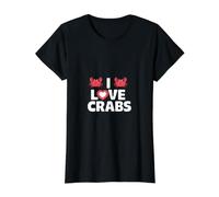 Me encantan los cangrejos Ocean Marine Life Lovers Camiseta gráfica económica, Mujer, Negro, L