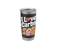Me encantan los carbohidratos, donuts, gofres, pasta y diversión Vaso térmico de acero inoxidable de doble pared