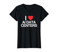 Me encantan los centros de Datos de IA de Heart, Divertido, irónico y obsceno Meme Y2K Camiseta gráfica económica, Mujer, Negro, S