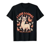 Me encantan los Corazones de Llamas, Lindos y Divertidos, con diseño de Llamas Camiseta gráfica económica, Hombre, Negro, XL