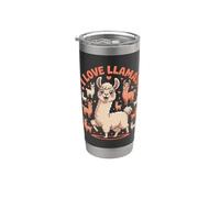 Me encantan los corazones de llamas, lindos y divertidos, con diseño de llamas Vaso térmico de acero inoxidable de doble pared
