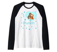Me encantan los Corazones de Mono bebé de Punch Sad Camiseta Manga Raglan