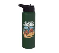 Me encantan los Cowboys Western Rodeo Riding Cowboy Stainless Steel Insulated Water Bottle