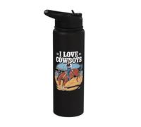 Me encantan los Cowboys Western Rodeo Riding Cowboy Stainless Steel Insulated Water Bottle