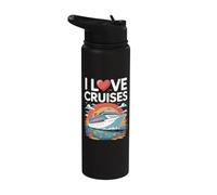 Me encantan los cruceros, viajes oceánicos, sol y vida marina Stainless Steel Insulated Water Bottle