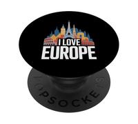 Me encantan los destinos icónicos de Europa PopSockets PopGrip Adhesivo