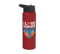 Me encantan los destinos icónicos de viaje de Europa Stainless Steel Insulated Water Bottle