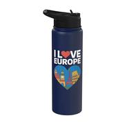Me encantan los destinos icónicos de viaje de Europa Stainless Steel Insulated Water Bottle