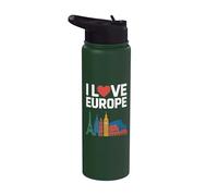 Me encantan los destinos icónicos de viaje de Europa Stainless Steel Insulated Water Bottle
