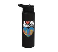 Me encantan los destinos icónicos de viaje de Europa Stainless Steel Insulated Water Bottle