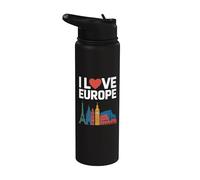 Me encantan los destinos icónicos de viaje de Europa Stainless Steel Insulated Water Bottle