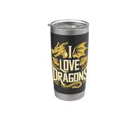 Me encantan los dragones Vaso térmico de acero inoxidable de doble pared
