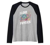 Me encantan los engranajes de la física y los átomos entusiasta Camiseta Manga Raglan