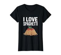 Me encantan los Espaguetis, Amante de la Pasta Italiana Camiseta gráfica económica, Mujer, Negro, L