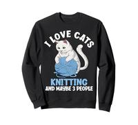 Me encantan los Gatos Que tejen y Tal Vez 3 Personas, es un Divertido Amante de los Gatos Sudadera