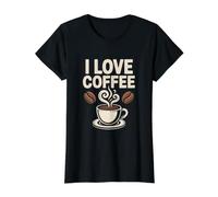 Me encantan los Granos de café, el Placer de los Amantes de los Aromas Camiseta gráfica económica, Mujer, Negro, M