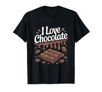 Me encantan los Granos de Chocolate y Cacao Que gotean la Felicidad Camiseta gráfica económica, Hombre, Negro, L