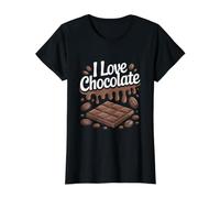 Me encantan los Granos de Chocolate y Cacao Que gotean la Felicidad Camiseta gráfica económica, Mujer, Negro, L
