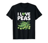 Me encantan los Guisantes Divertido Amante de Las Verduras Verdes Camiseta gráfica económica, Hombre, Negro, L