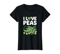 Me encantan los Guisantes Divertido Amante de Las Verduras Verdes Camiseta gráfica económica, Mujer, Negro, XS