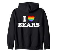 Me encantan los Osos, Divertido, Lindo, Gay, Queer, LGBT, arcoíris, Gran Hombre Sudadera con Capucha