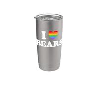Me encantan los osos, divertido, lindo, gay, queer, LGBT, arcoíris, gran hombre Vaso térmico de acero inoxidable de doble pared