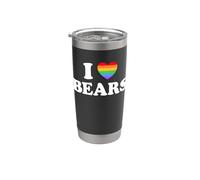 Me encantan los osos, divertido, lindo, gay, queer, LGBT, arcoíris, gran hombre Vaso térmico de acero inoxidable de doble pared