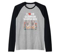 Me encantan los pastores alemanes lindos cachorros Camiseta Manga Raglan