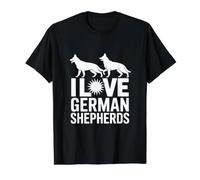 Me encantan los pastores alemanes Orgullo Entusiasta Camiseta gráfica económica, Hombre, Negro, L