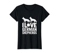 Me encantan los pastores alemanes Orgullo Entusiasta Camiseta gráfica económica, Mujer, Negro, L