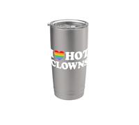Me encantan los payasos calientes, divertido fan de Rainbow Pride Queer Gay Circus Vaso térmico de acero inoxidable de doble pared