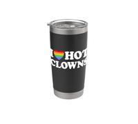 Me encantan los payasos calientes, divertido fan de Rainbow Pride Queer Gay Circus Vaso térmico de acero inoxidable de doble pared