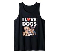 Me encantan los perros, lindos cachorros de dibujos animados, divertidos Camiseta sin Mangas