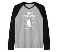 Me encantan los pingüinos, lindos copos de nieve para amantes de los pingüinos Camiseta Manga Raglan