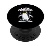 Me encantan los pingüinos, lindos copos de nieve para amantes de los pingüinos PopSockets PopGrip Adhesivo