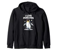 Me encantan los pingüinos, lindos copos de nieve para amantes de los pingüinos Sudadera con Capucha