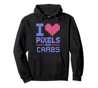 Me encantan los píxeles y carbohidratos Retro Gamer Snack Humor Sudadera con Capucha