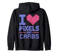 Me encantan los píxeles y carbohidratos Retro Gamer Snack Humor Sudadera con Capucha