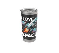 Me encantan los planetas cohetes espaciales estrellas Vaso térmico de acero inoxidable de doble pared