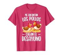 Me Encantan Los Pollos Divertido Pollo Gallina Agricultor Camiseta, Hombre, Rojo Jaspeado, M