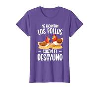 Me Encantan Los Pollos Divertido Pollo Gallina Agricultor Camiseta, Mujer, Morado Jaspeado, XS