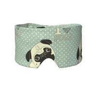 Me encantan los pugs,Máscara para ojos con bloqueo de luz y protección ocular completa para dormir, orejeras y ojos.