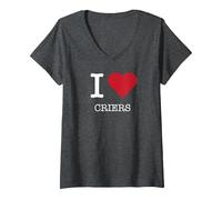 Me encantan los Que lloran, me encantan los Que lloran Camiseta Cuello V, Mujer, Jaspeado Oscuro, XXL