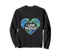 Me encantan los rompecabezas de corazón entusiasta Sudadera