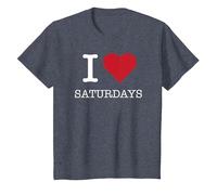 Me encantan los sábados, me encantan los sábados Camiseta, Niños, Azul Jaspeado, 6 años