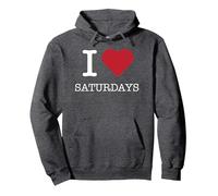 Me encantan los sábados, me encantan los sábados Sudadera con Capucha, Unisex para Adultos, Jaspeado Oscuro, S