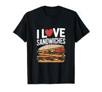 Me encantan los sándwiches Amantes de la Comida Divertida Camiseta gráfica económica, Hombre, Negro, M