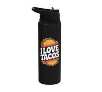 Me encantan los tacos Comida mexicana Humor Stainless Steel Insulated Water Bottle